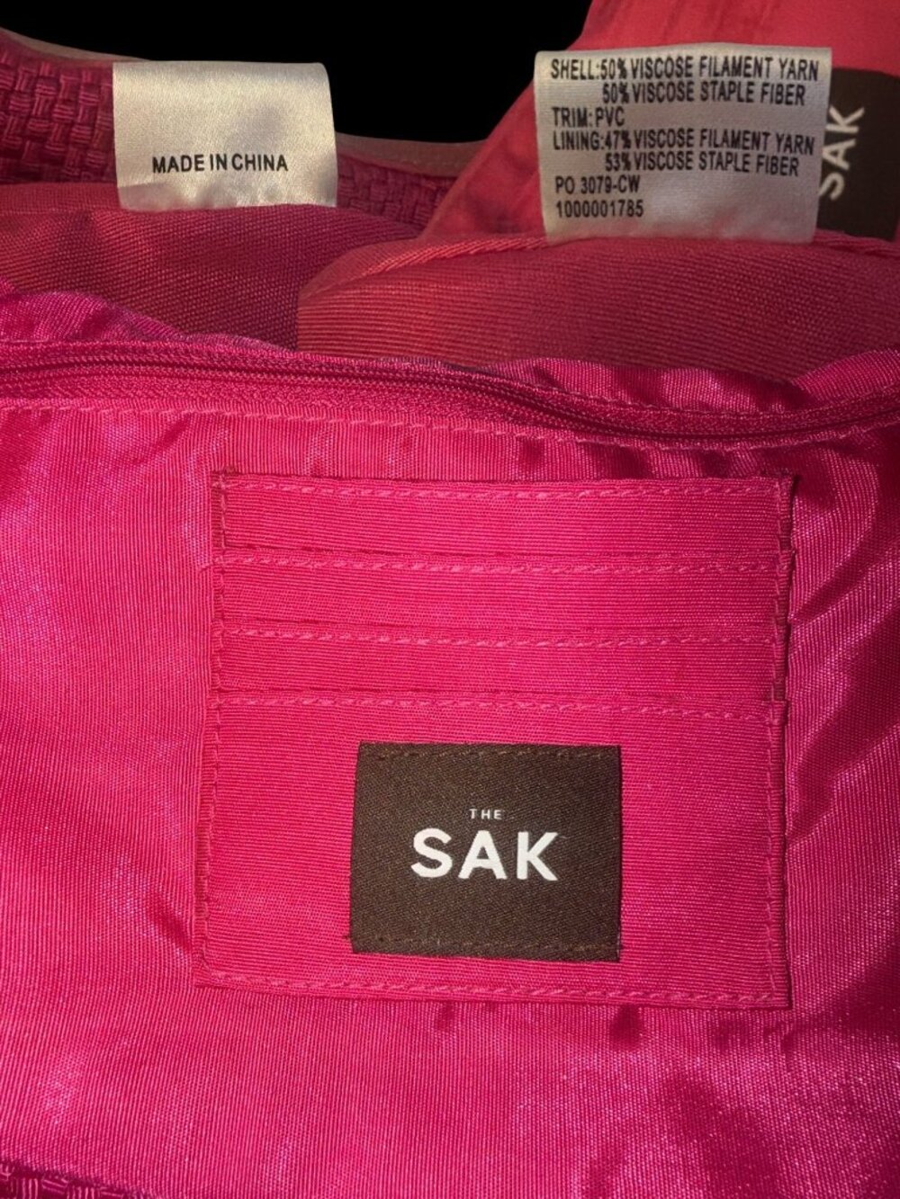VTG The Sak Demi Shoulder Bag Hot Pink Woven Hobo Y2K Baguette Adjustable Strap - Picture 9 of 9
